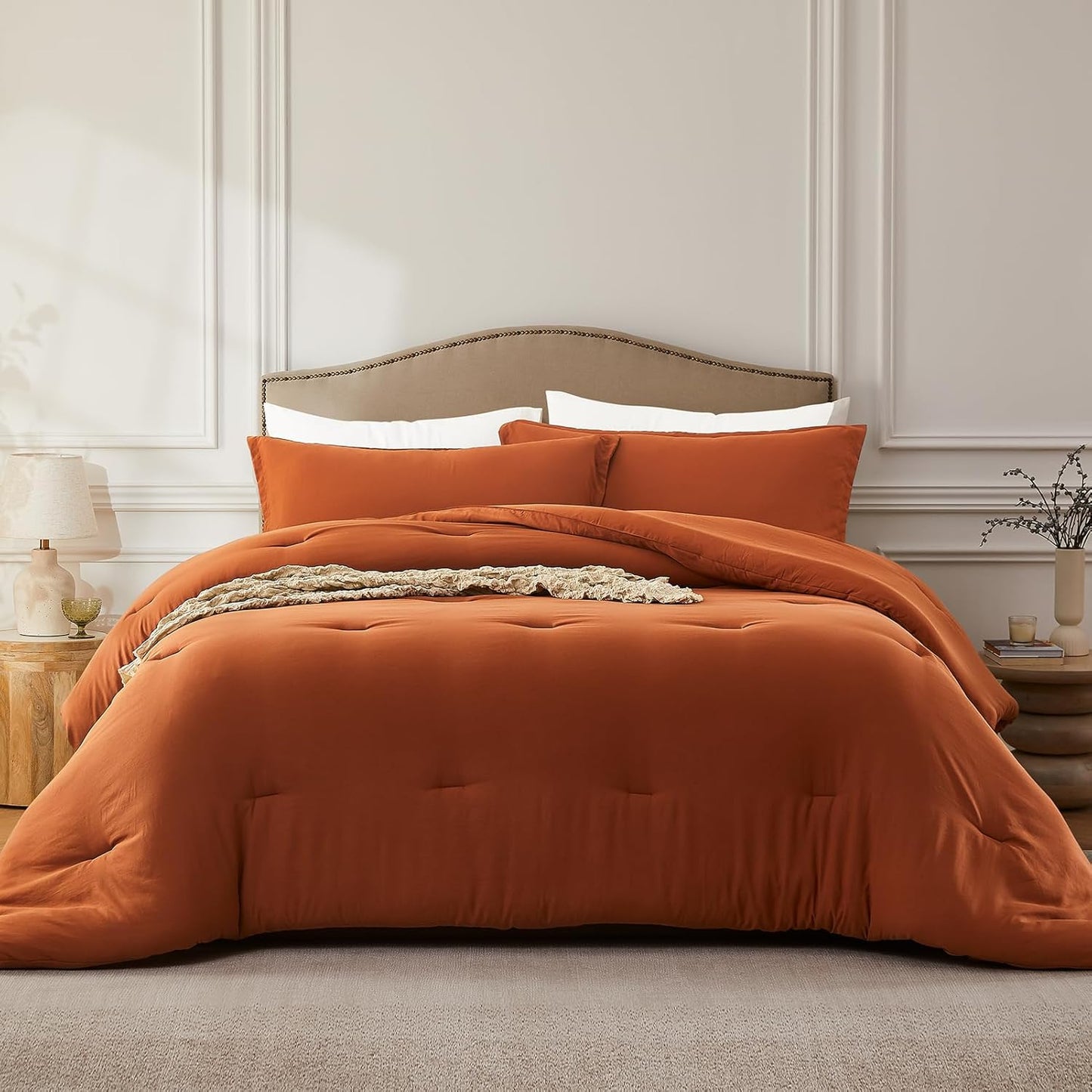 King Comforter Set Terracotta Soft Lightweight Bedding Set