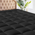 California King Mattress Pad Black - Cooling Quilted Fitted Topper