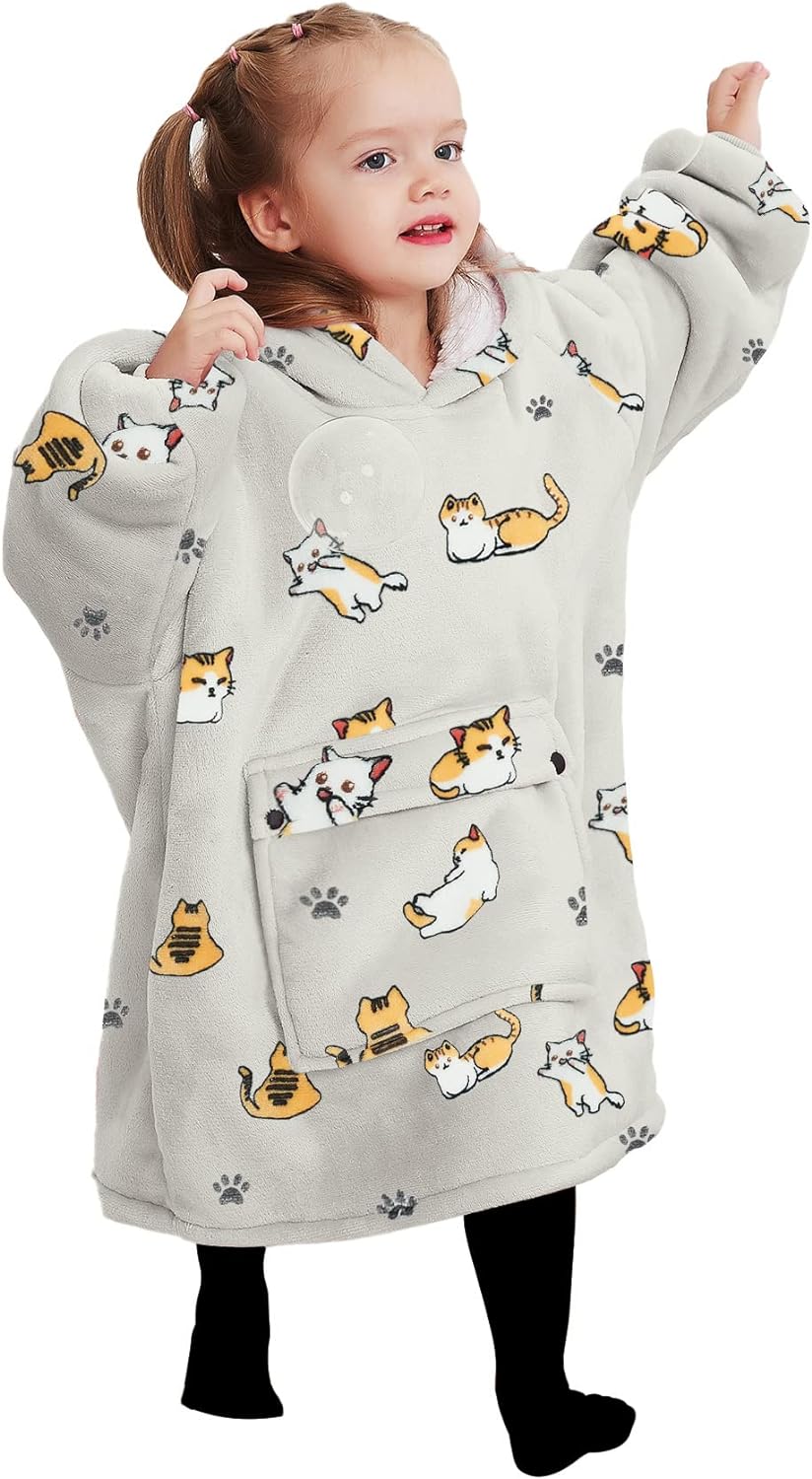 Cozy Cat Hoodie Blanket for Kids 2-6 Years - Perfect Birthday Gift!