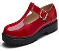 Girls Mary Jane T-Strap Chunky Heel School Loafers - Comfortable Flats