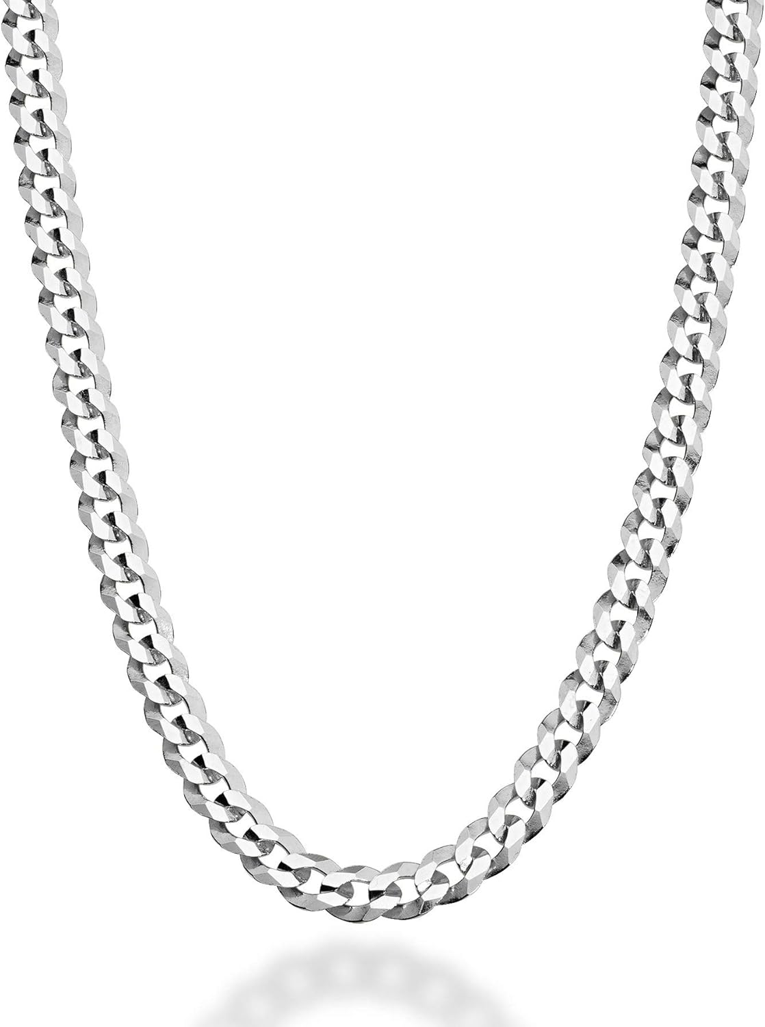 Miabella Solid 925 Sterling Silver 5mm Cuban Link Chain Necklace