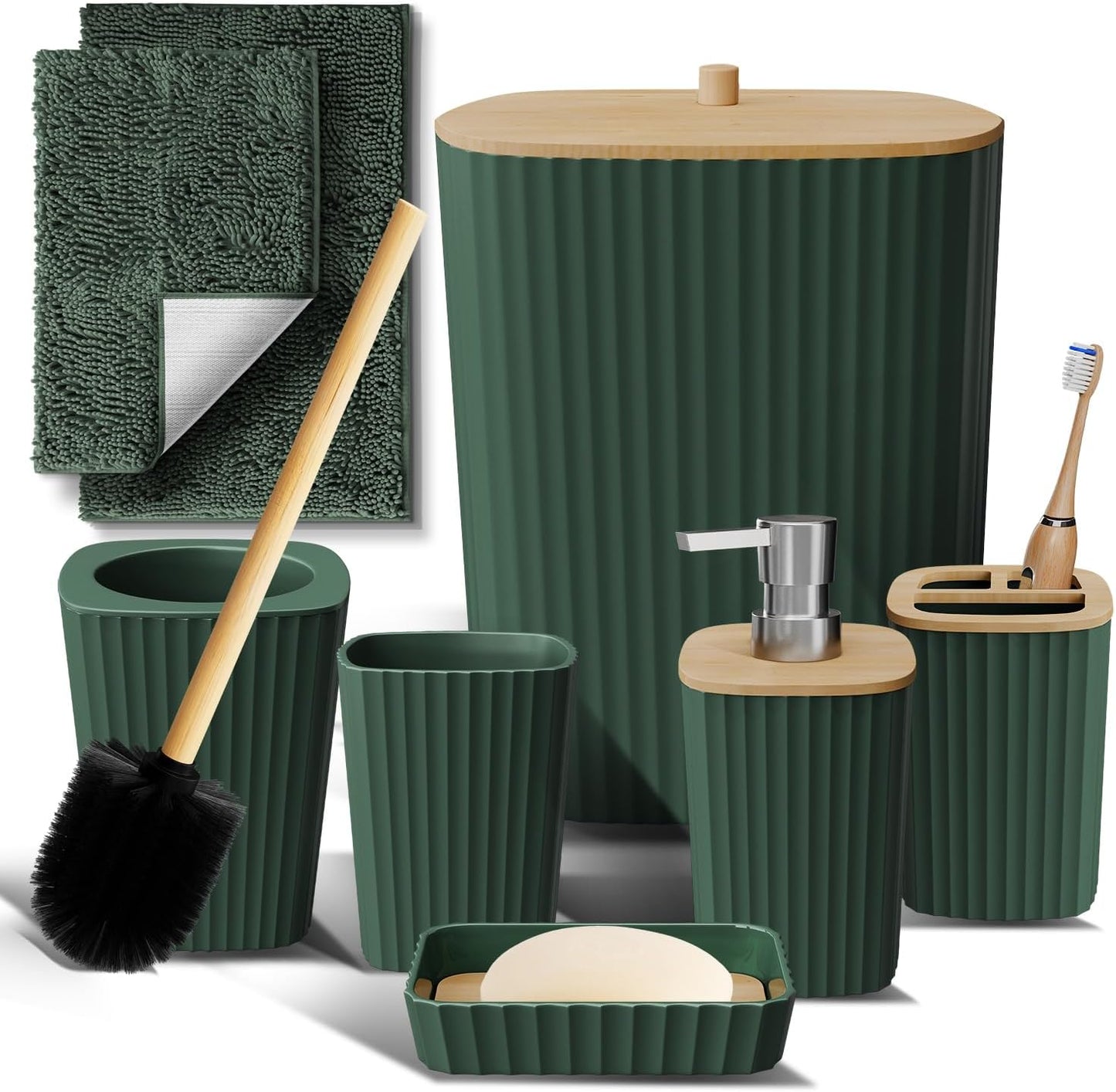 Hunter Green Bathroom Accessories Set for Stylish Decor