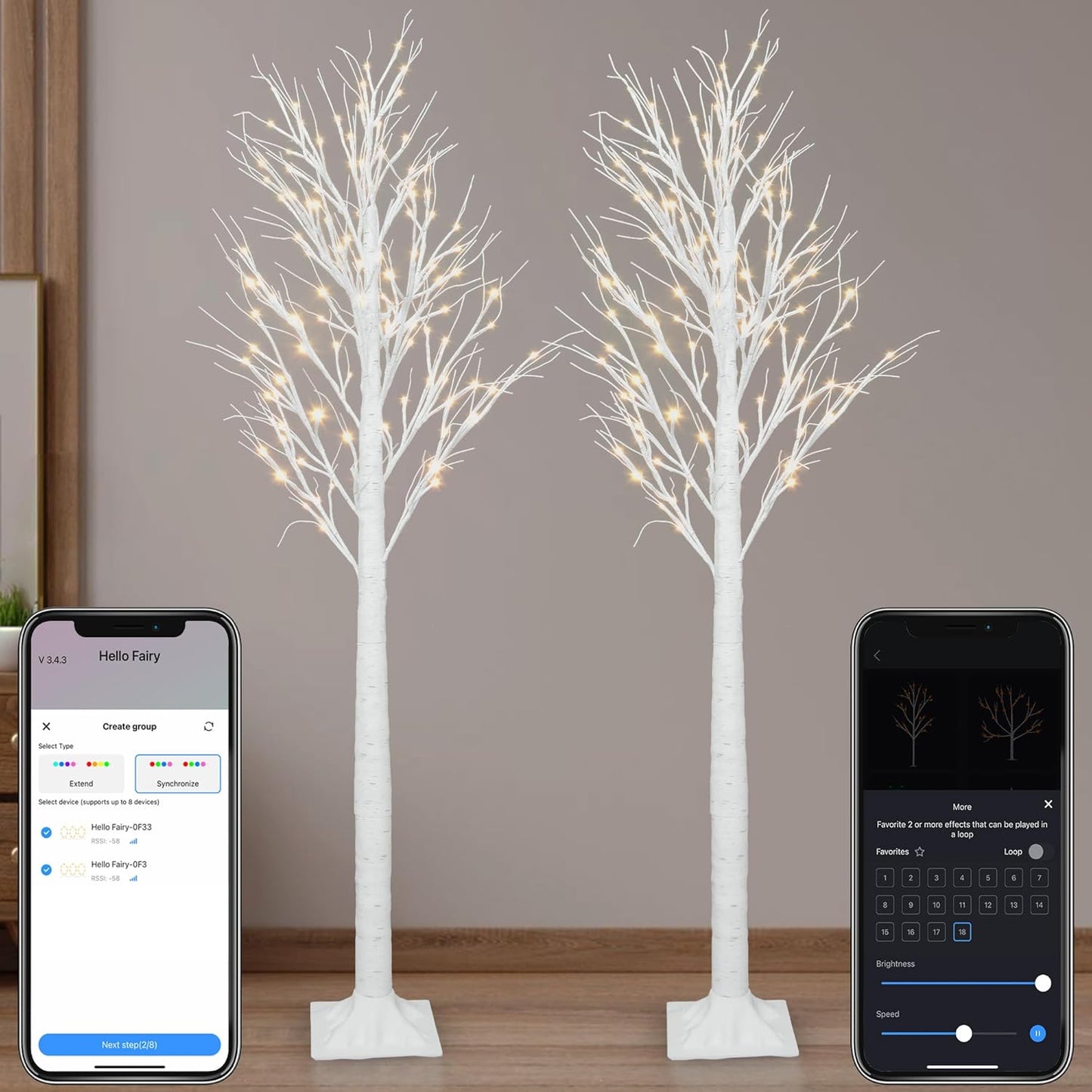 Smart Lighted Birch Twig Tree with 120 LEDs for Holiday Decor