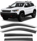 Shatterproof Taped-On Window Deflectors for Jeep Cherokee 2014-2023