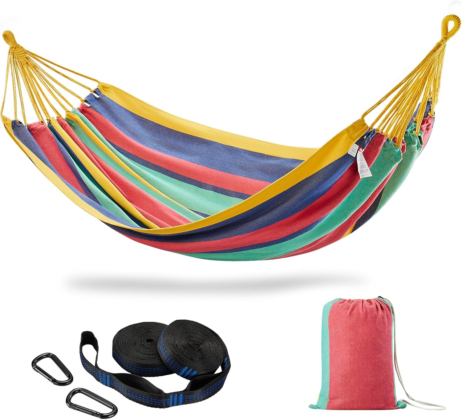 Brazilian Double Hammock for Two with Tree Straps and Comfort