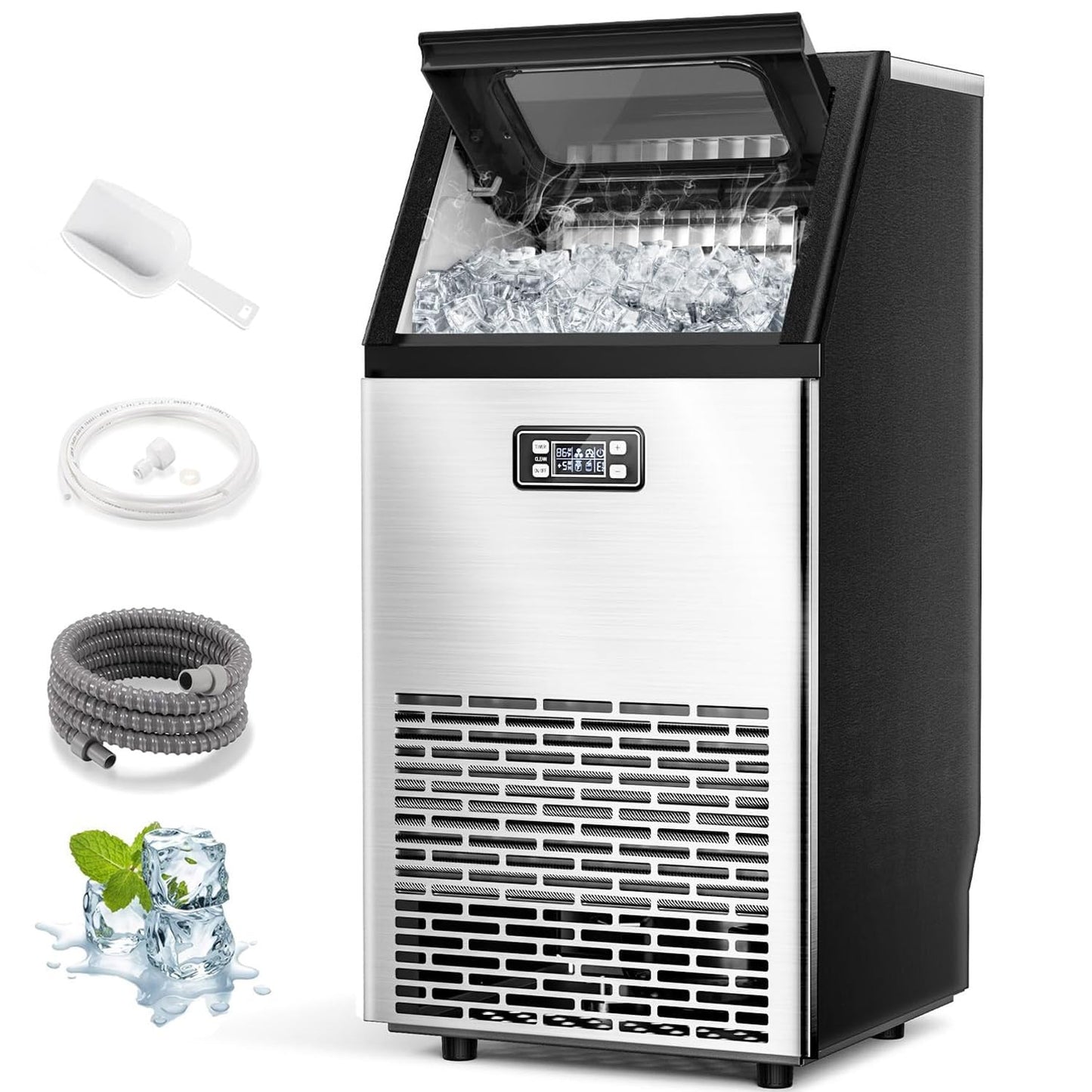 100 lb/Day Undercounter Ice Maker: Quick Clean, Stainless Steel