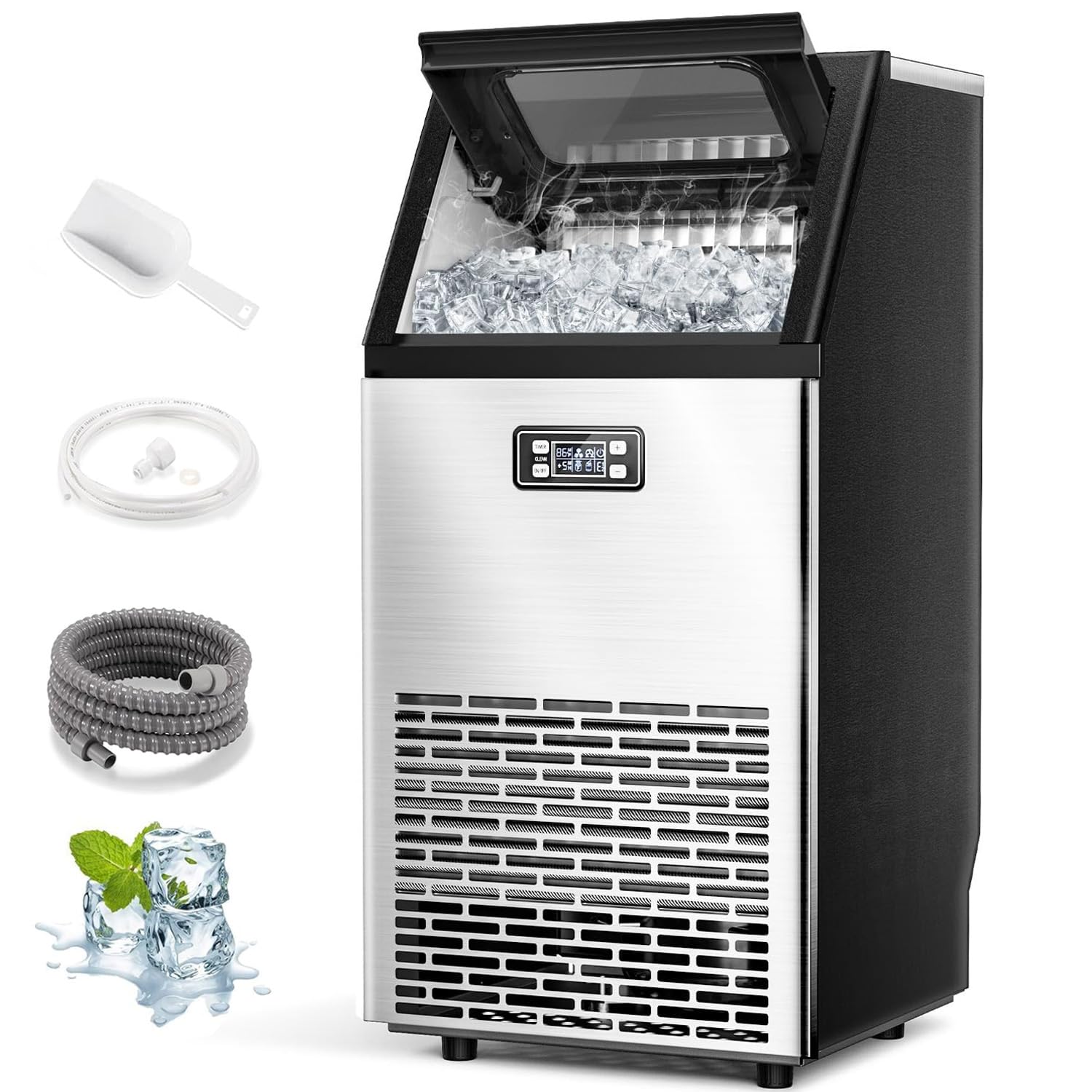 100 lb/Day Undercounter Ice Maker: Quick Clean, Stainless Steel