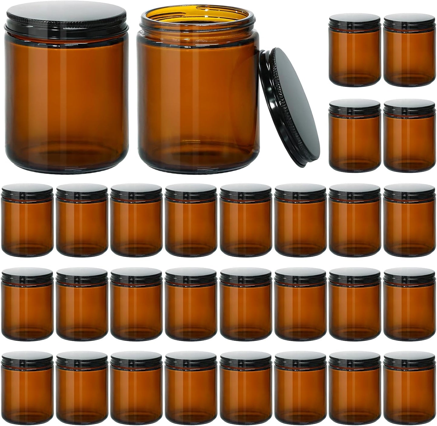 KEYWING 8 oz Amber Glass Candle Jars with Airtight Lids