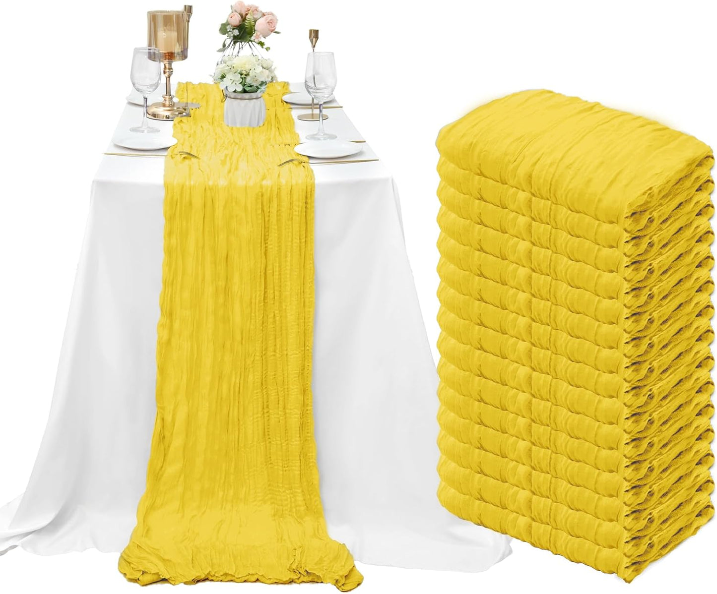 15 Pack Cheesecloth Table Runner for Elegant Party Decor