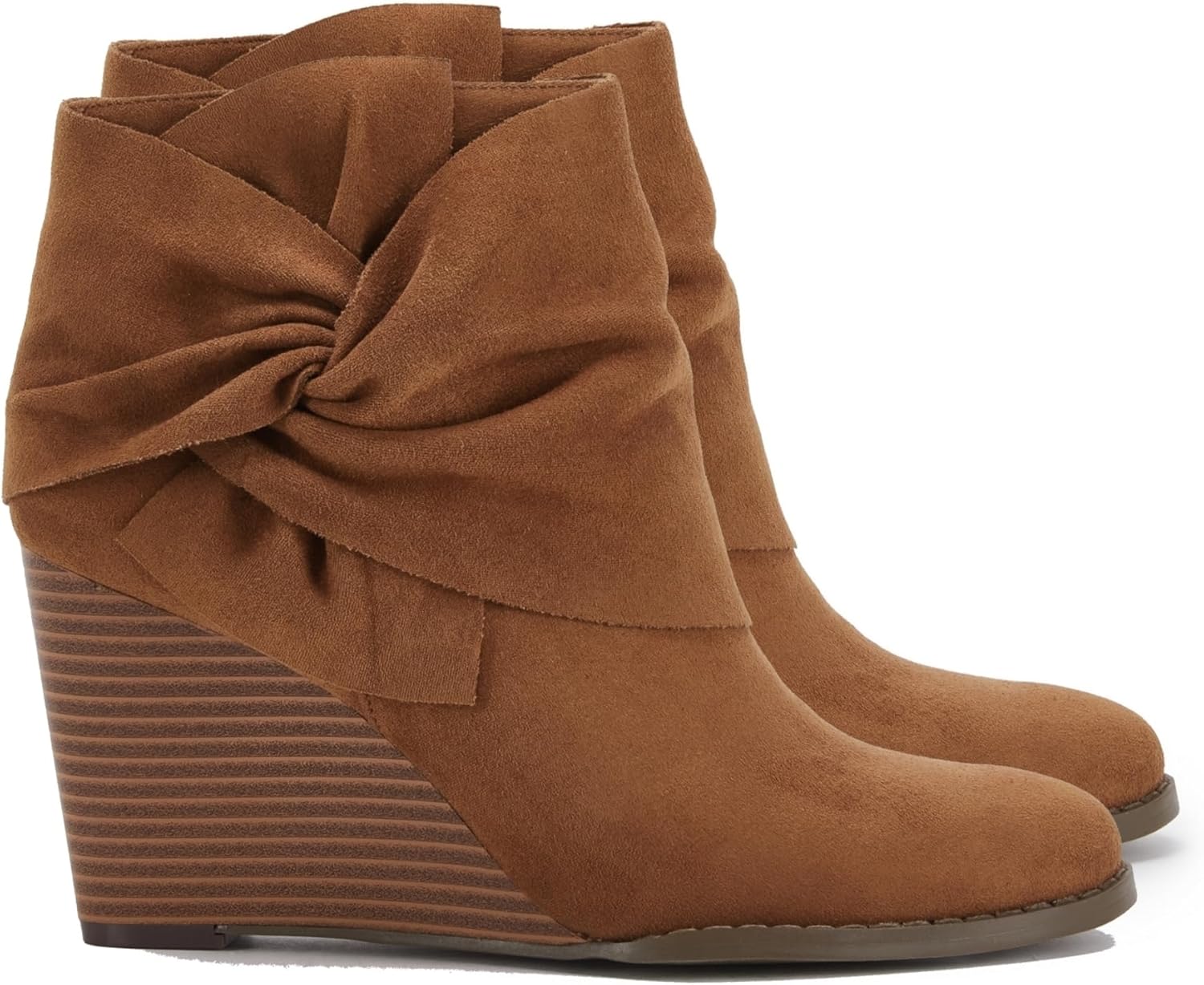 Fashare Womens Wedge Booties with Bow Knot for Stylish Comfort