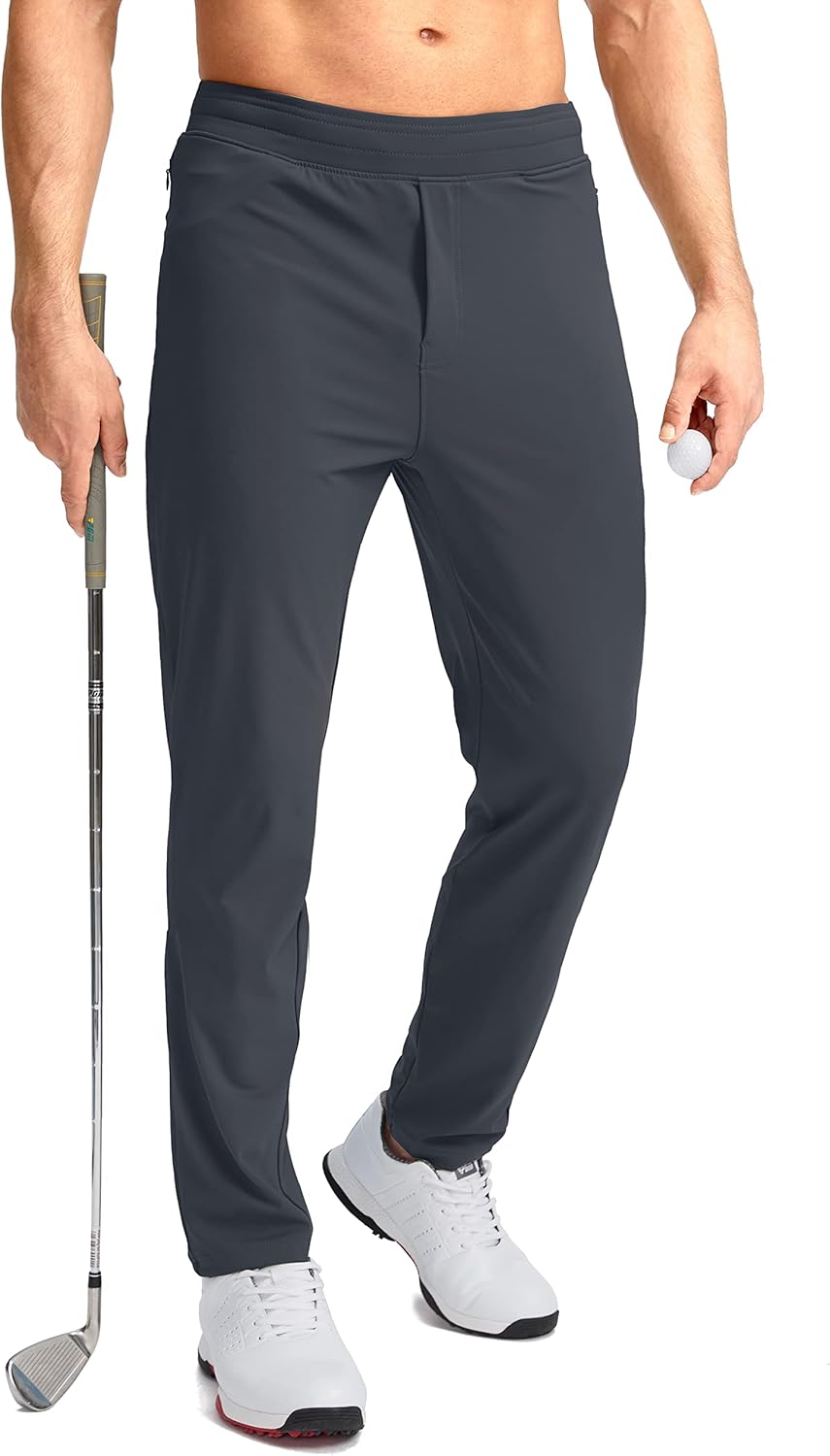 Pudolla Men's Golf Pants Stretch Sweatpants with Zipper Pockets