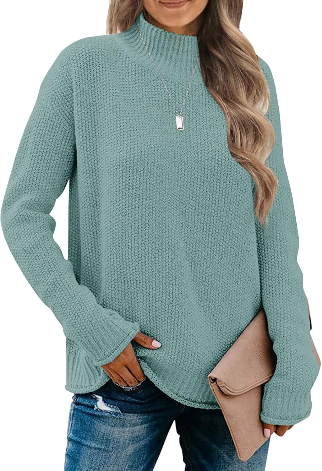 Cozy Knit Turtleneck Sweater for Women - Trendy Pullover Tops