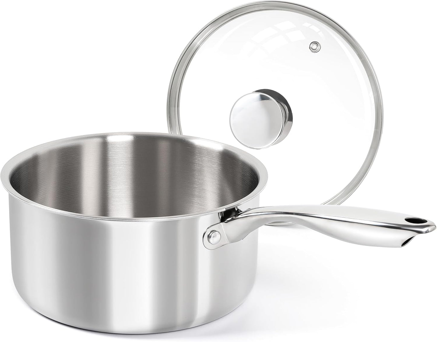 MICHELANGELO 3 Qt Stainless Steel Saucepan for All Cooktops