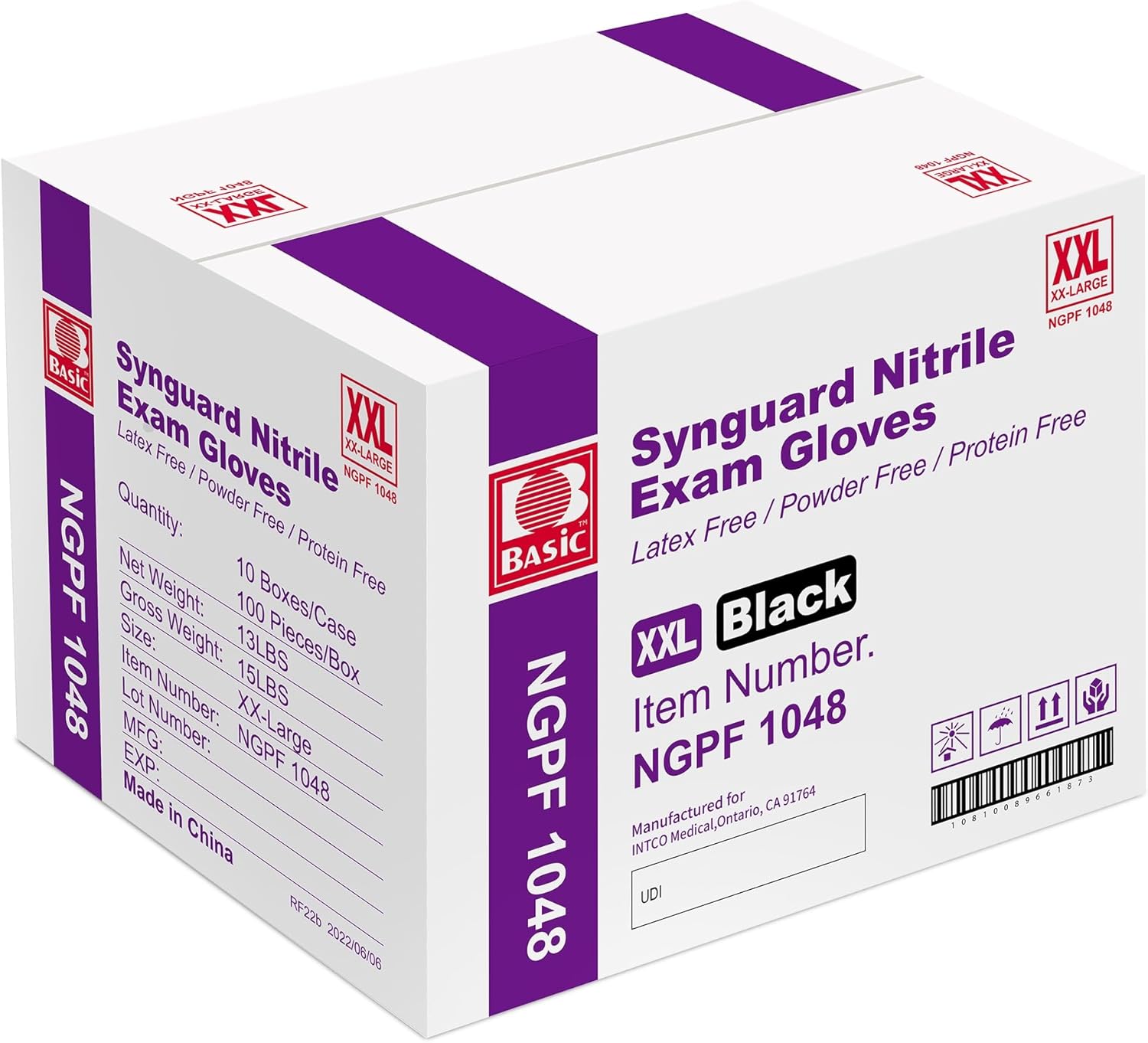 Basic Medical Black Nitrile Exam Gloves - 5 Mil - Latex-Free
