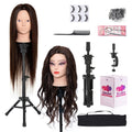 28 Inch Mannequin Head 80% Real Hair for Styling Practice - Tripod