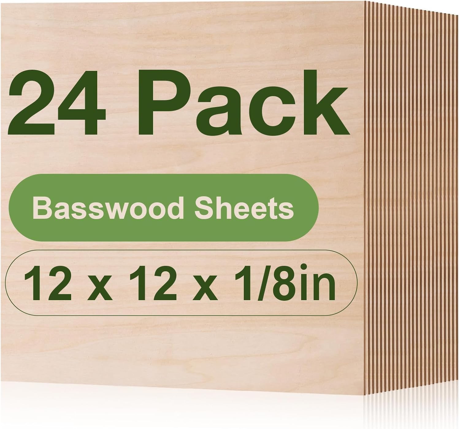 ROBOTIME 24-Pack Basswood Sheets for Laser Cutting and Engraving