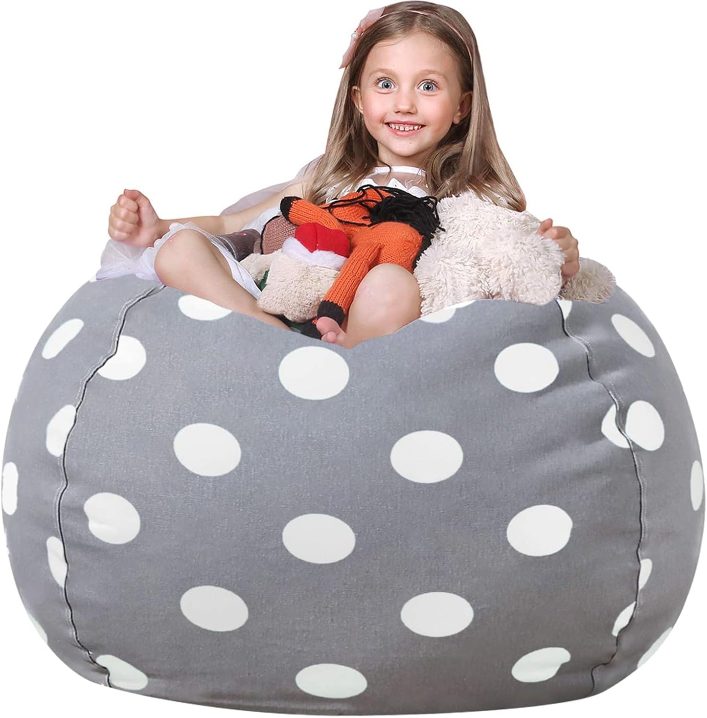 WEKAPO Stuffed Animal Storage Bean Bag Chair Cover for Kids