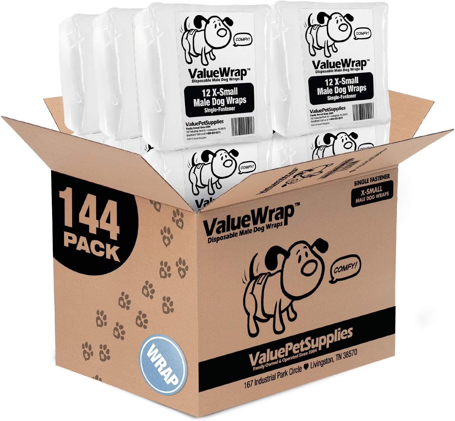 ValueWrap X-Small Disposable Dog Diapers - 144ct: Leak Protection