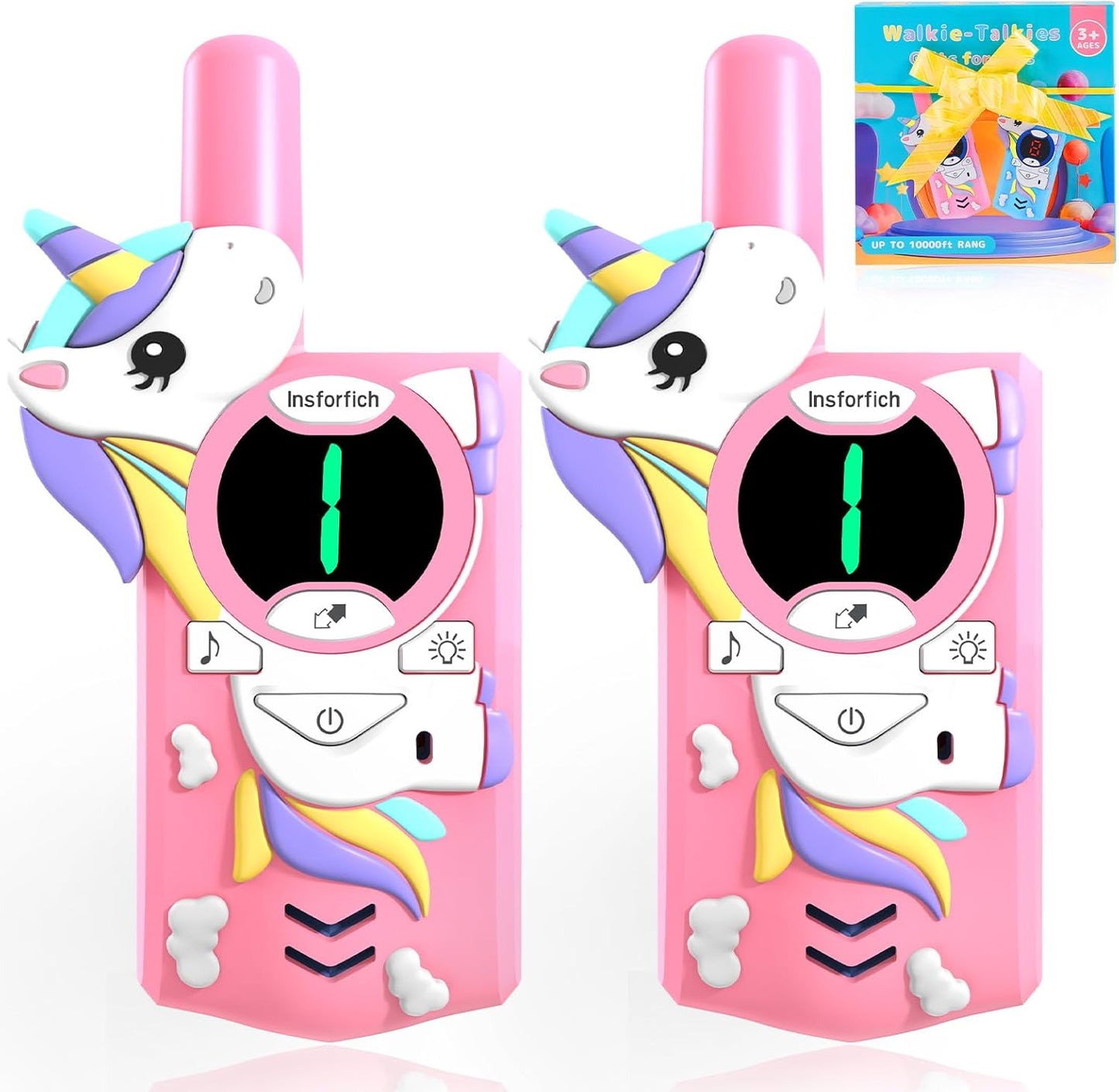 Pink Unicorn Walkie Talkies - 2 Miles Range Kids Toy!