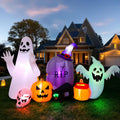 8FT Halloween Inflatable Ghost Cat Pumpkin Outdoor Decor - Bright LED