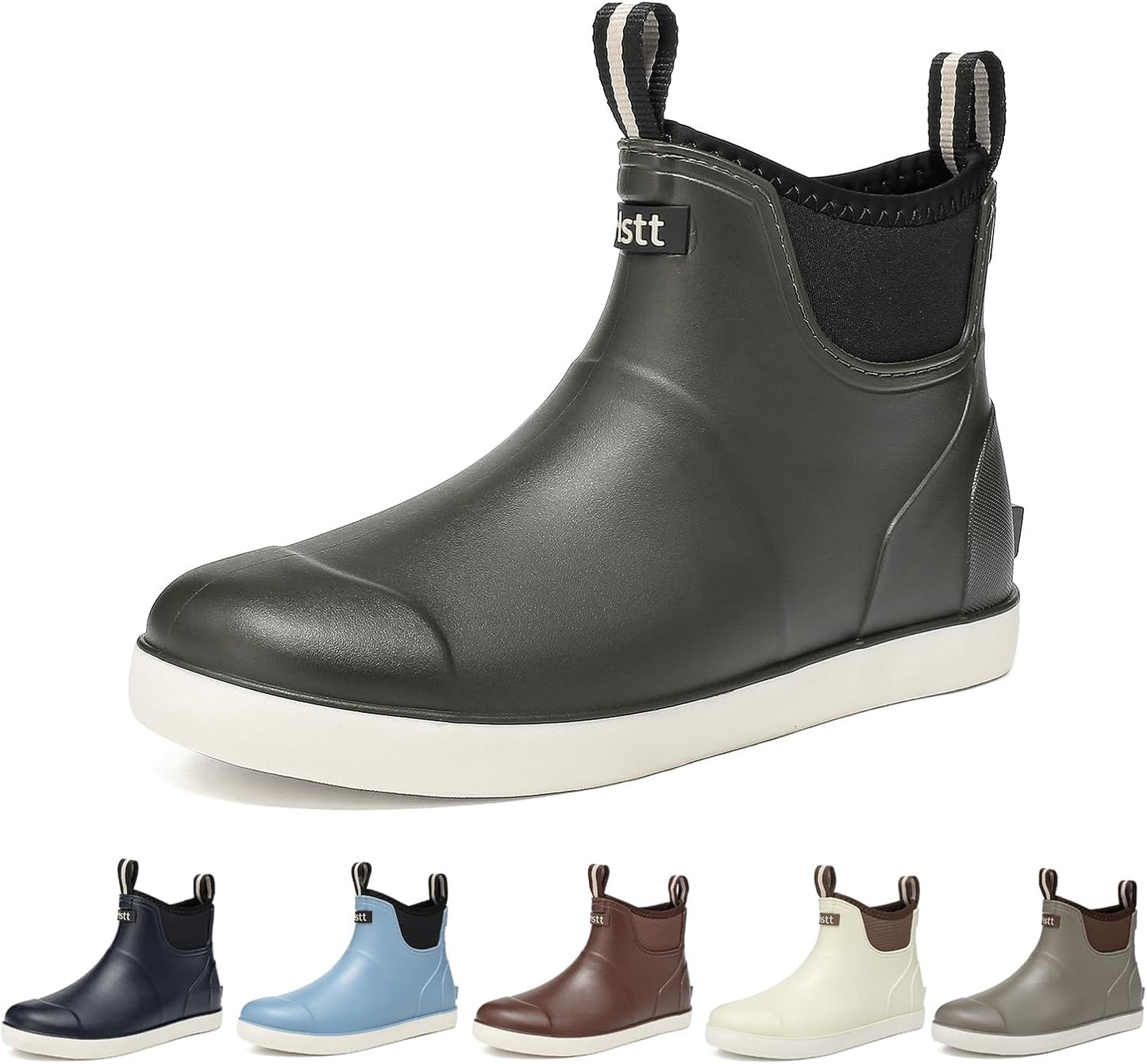 Mens Deck Boots Waterproof Rain Boots for Fishing and Gardening