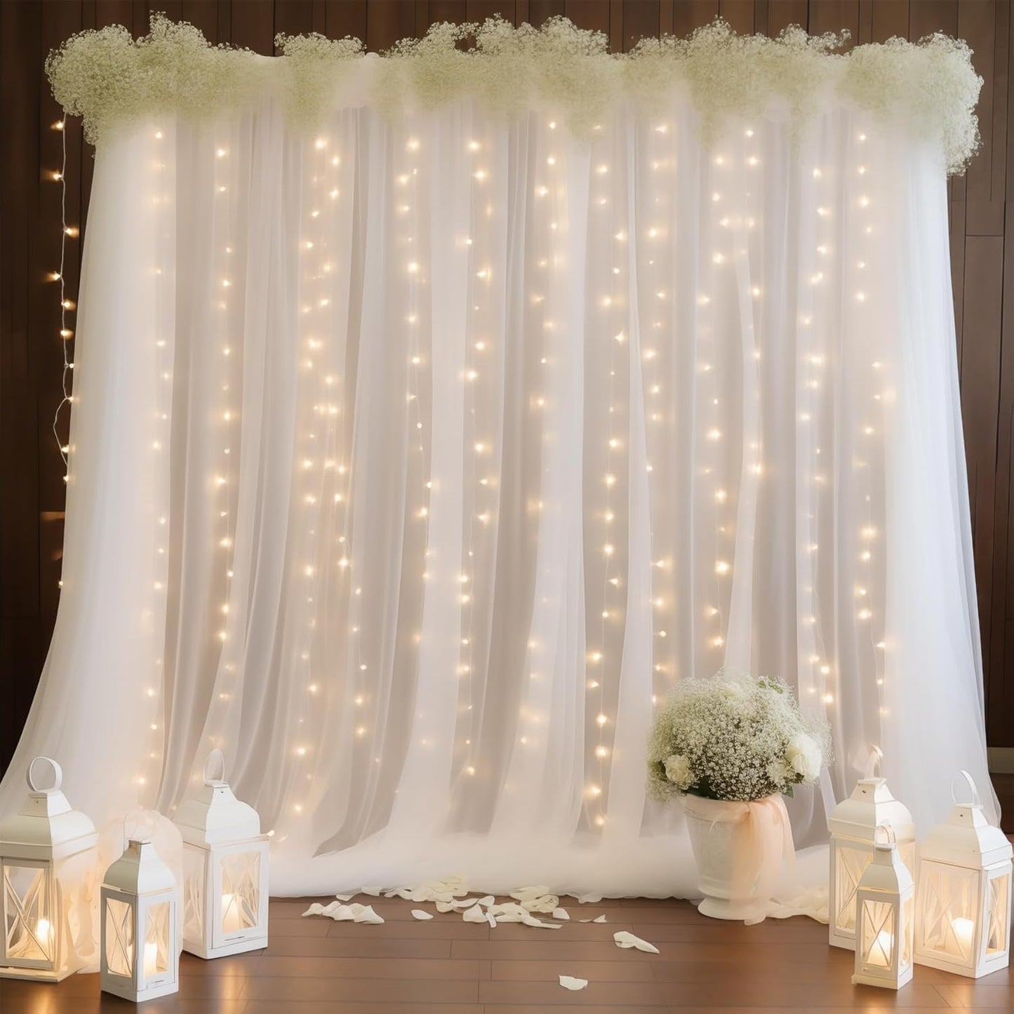 Shillance 10x8 White Backdrop w/ Lights - Perfect Party Decor!