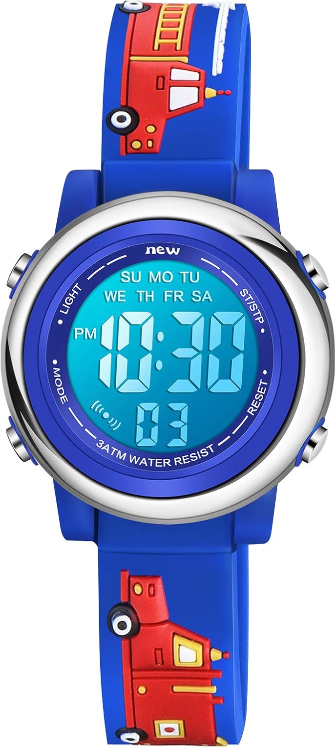 Venhoo Boys 3D Cartoon Waterproof Watch - Flashing Lights Fun!
