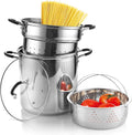 Stainless Steel 12 Quart Pasta Cooker Steamer Multipot - Family Size