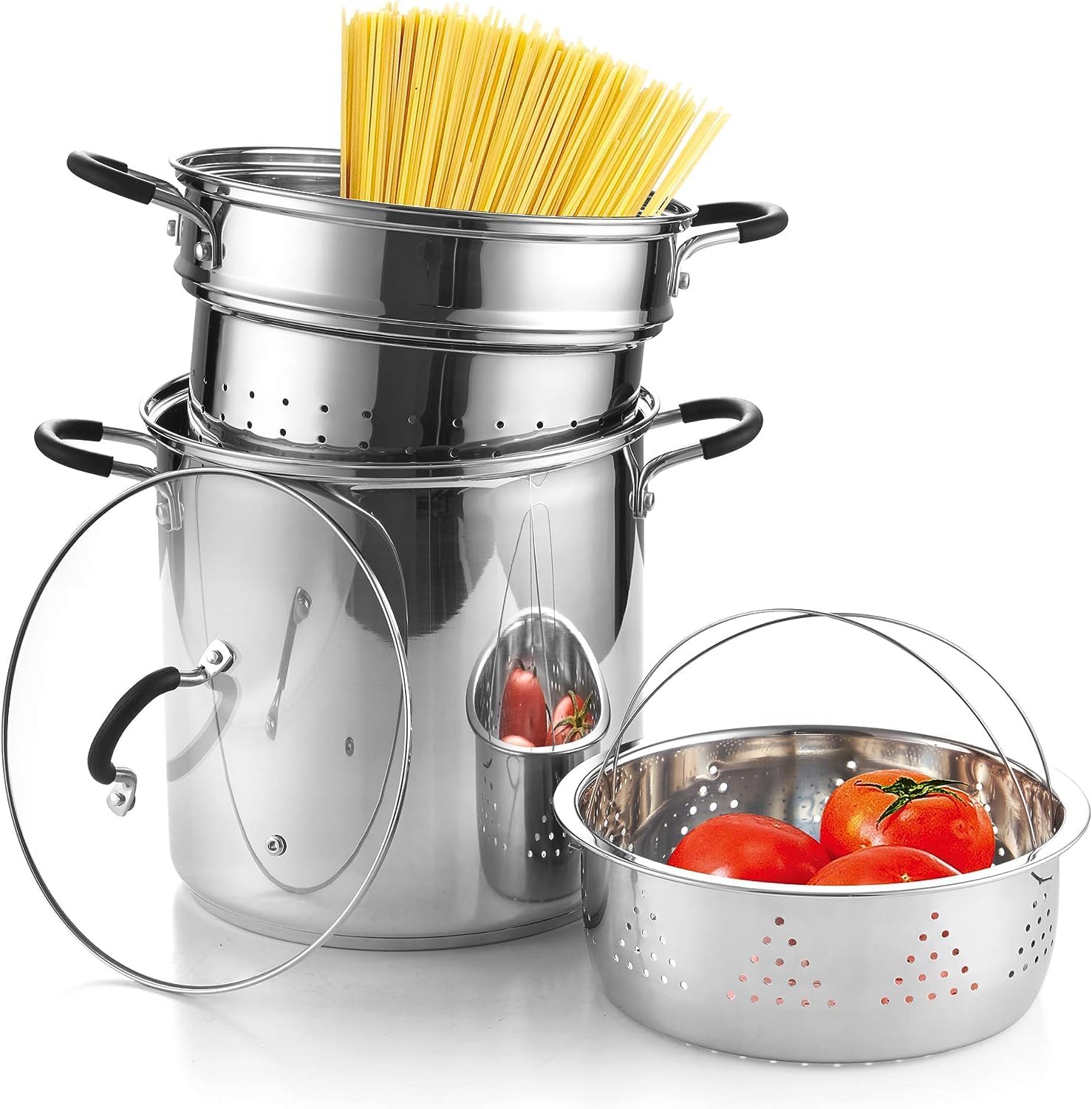 Cook N Home 12 Quart Stainless Steel Pasta Cooker Steamer Set