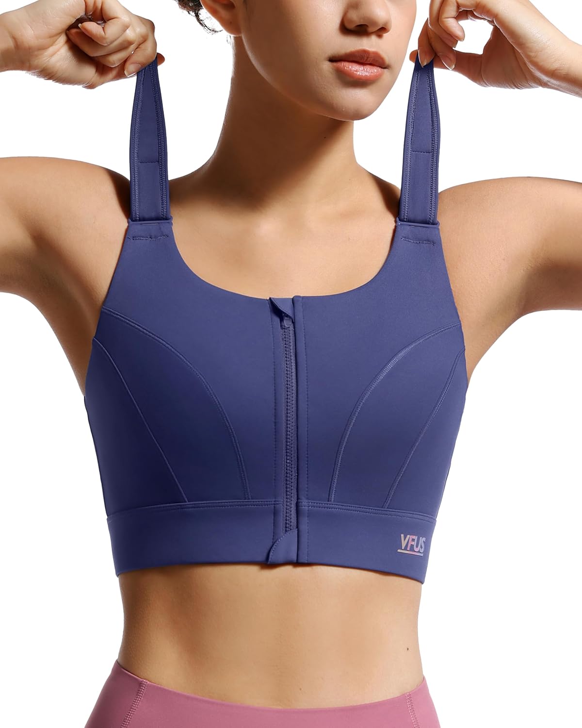 Adjustable High Impact Sports Bras for Women with Zip Front