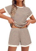 Ekouaer Waffle Knit Lounge Set Women Stripe Pajama Set - Soft Women's