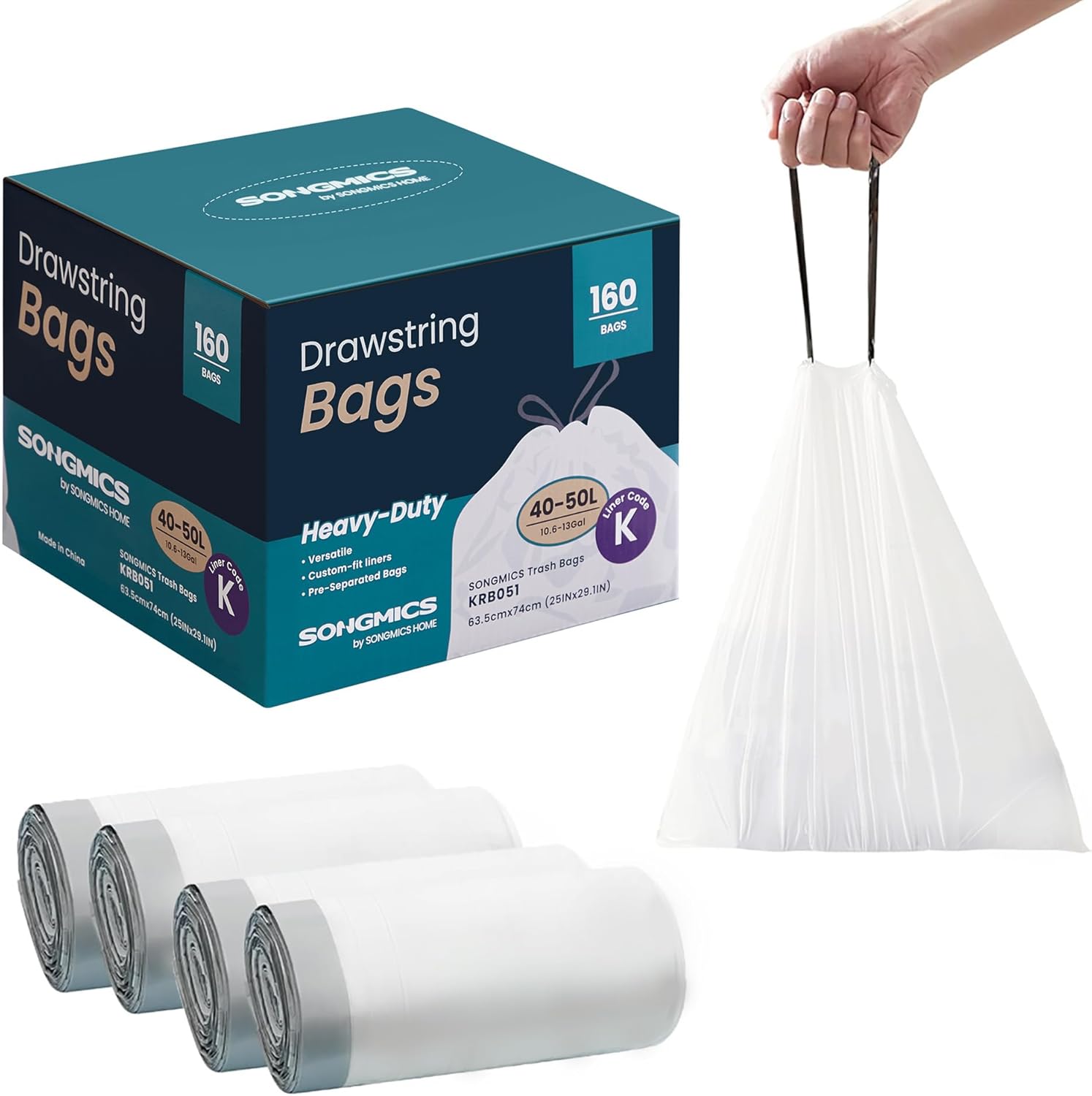 Heavy-Duty 13-Gallon Drawstring Trash Bags for Kitchen Use