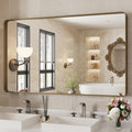 Bronze Bathroom Vanity Mirror 50x30 in - Durable Brushed Alloy Frame