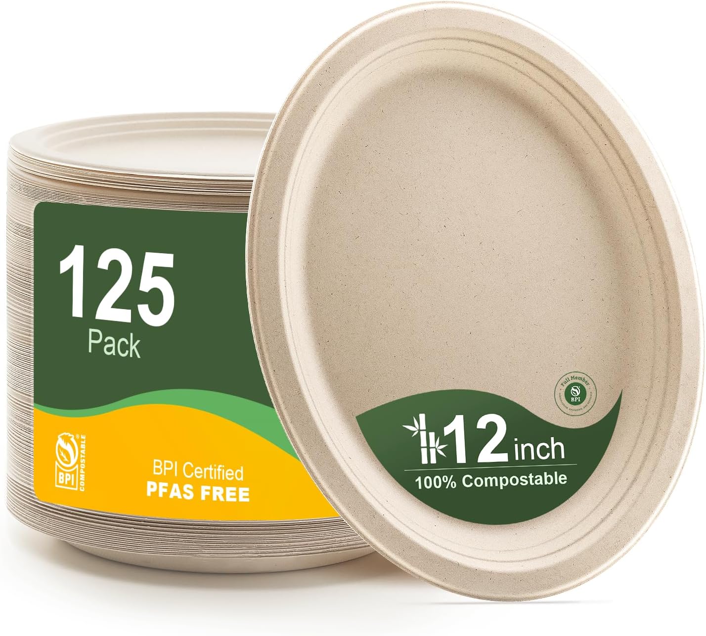 Compostable Oval Paper Plates 12 Inch for Eco-Friendly Dining