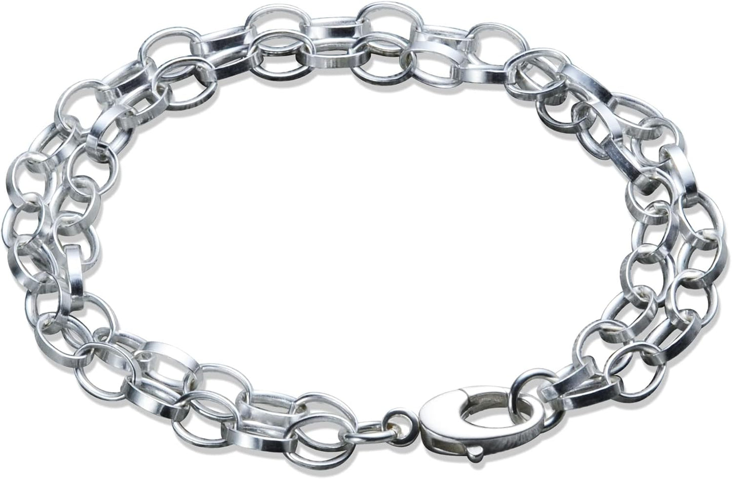 Layered Chain Charm Bracelet in Sterling Silver for Elegance
