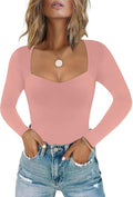 Chunpin Women's Bodysuit Long Sleeve Sweetheart Neckline Style