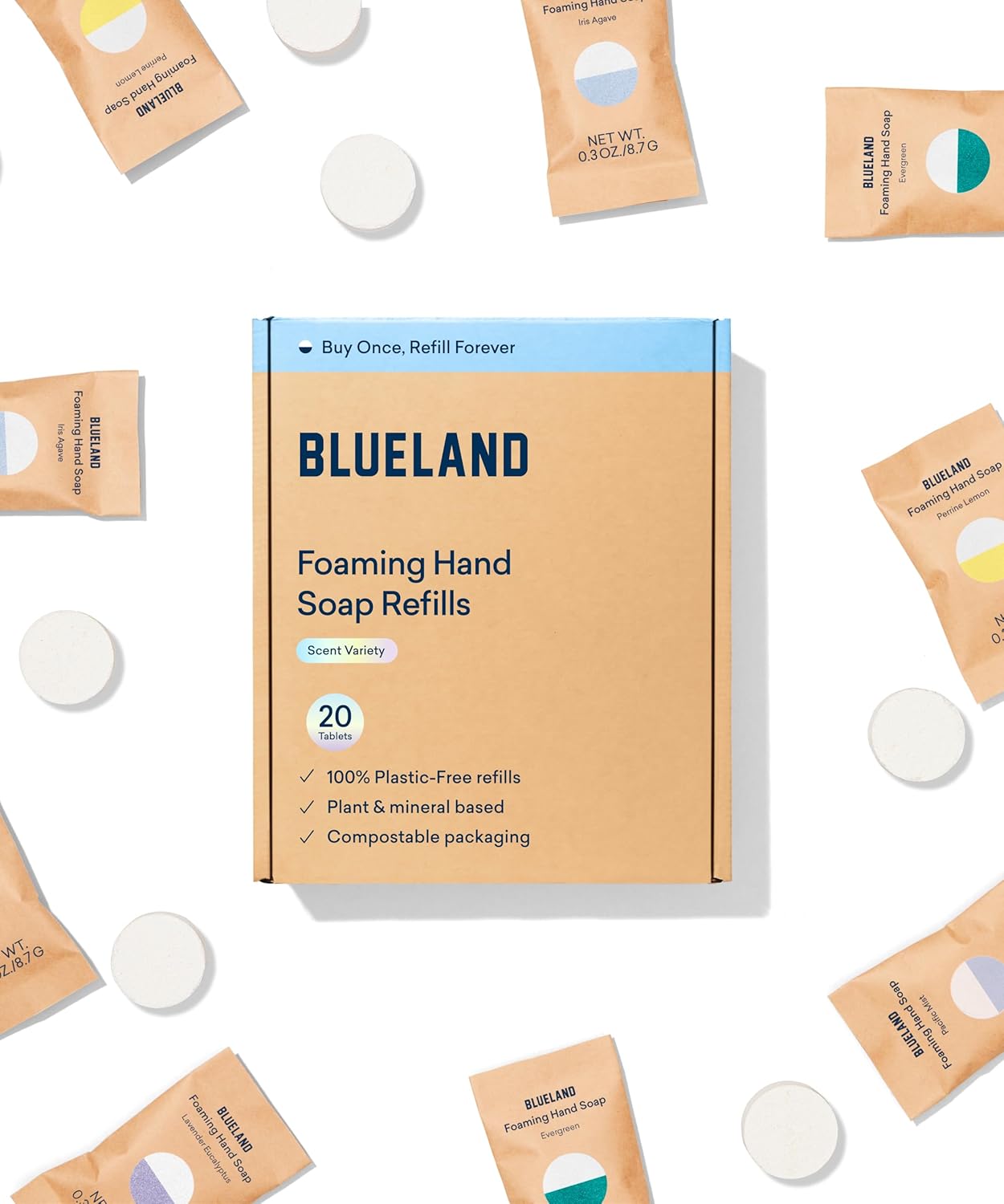 BLUELAND Foaming Hand Soap Refill Tablets for Eco-Friendly Cleaning