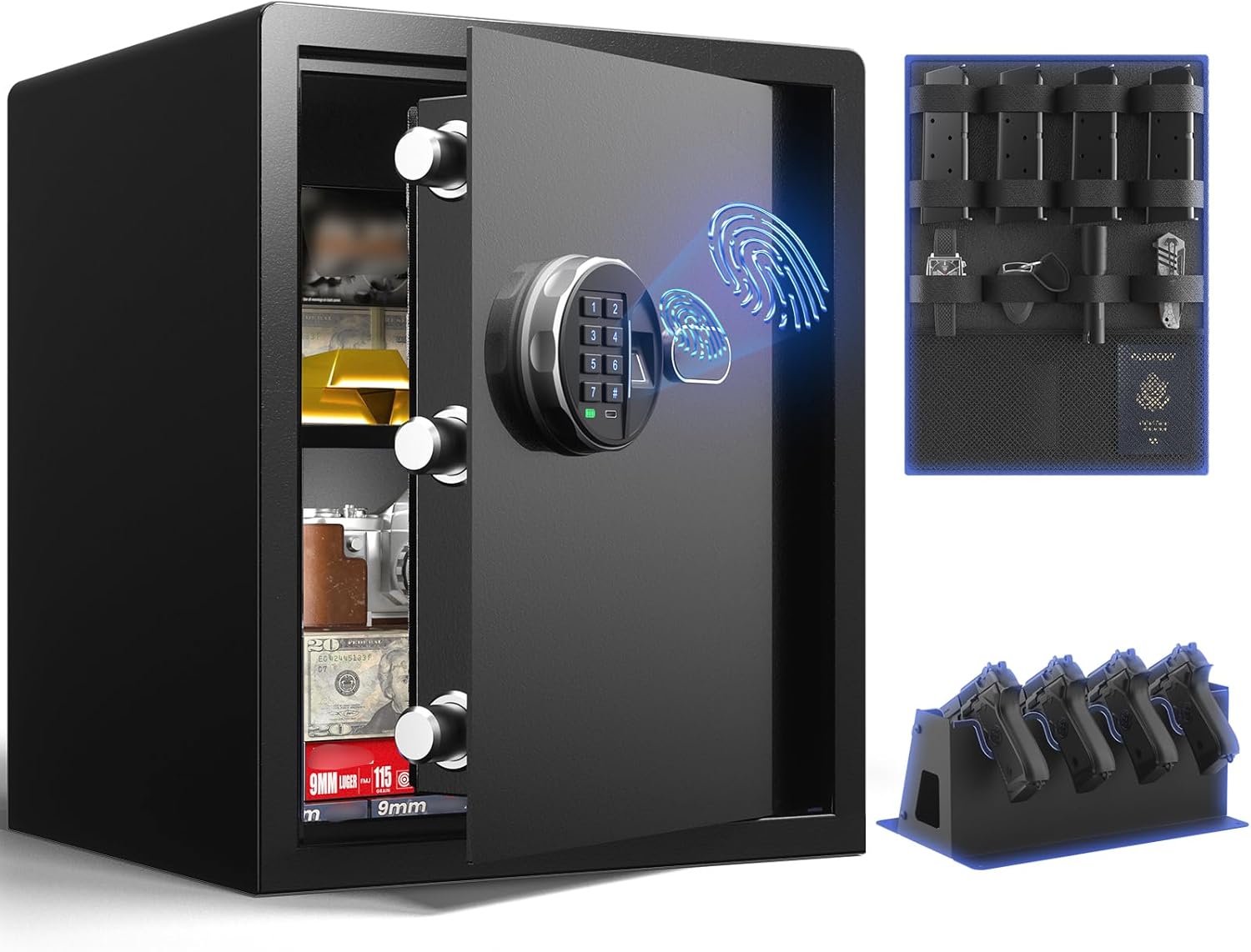 Biometric Gun Safe with Quick Access for Multiple Handguns