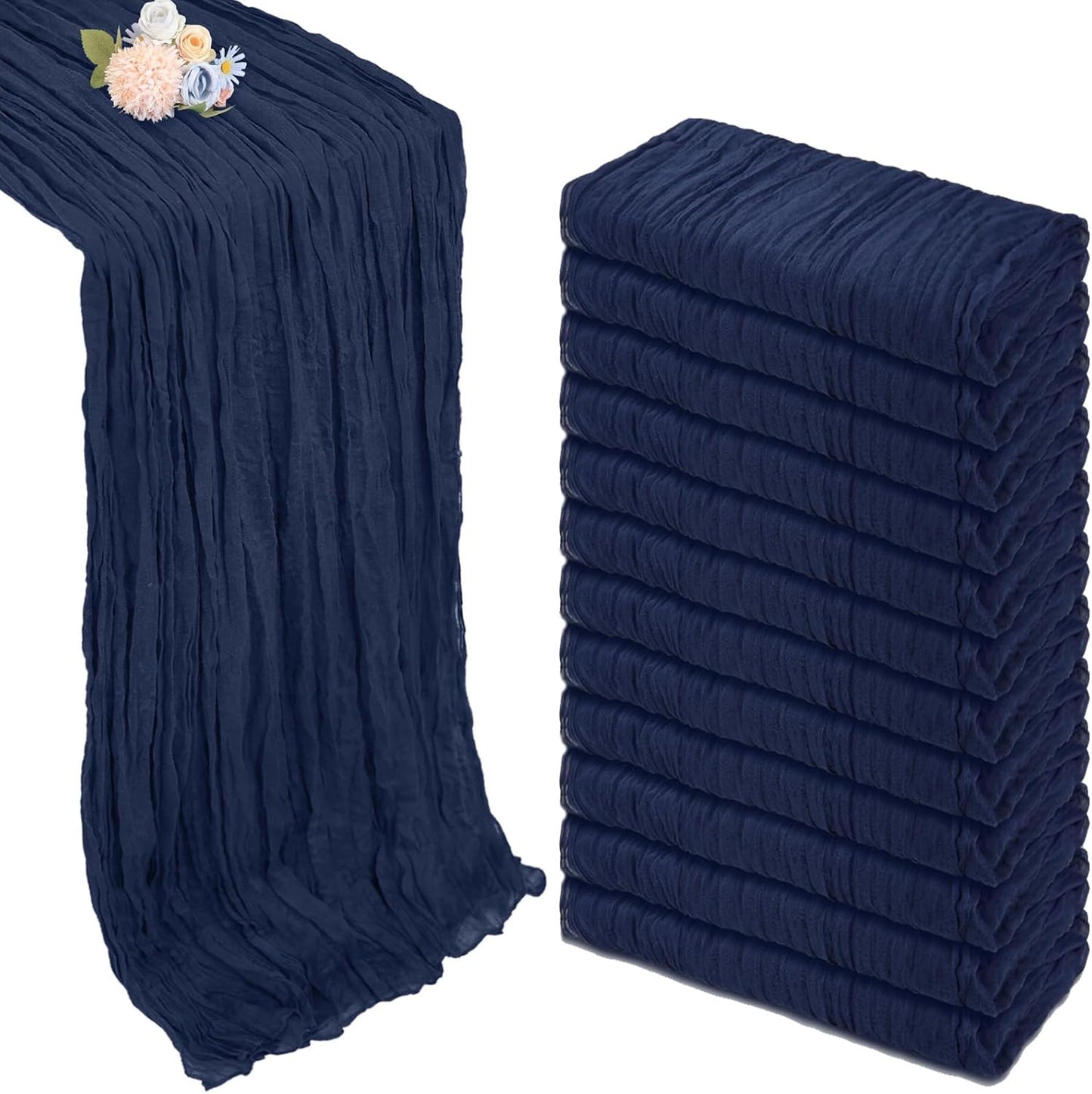 Navy Blue Cheesecloth Table Runner 12 Pack for Elegant Events