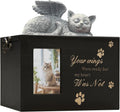 Cat Urn for Ashes Box with Picture Black - Wooden Keepsake