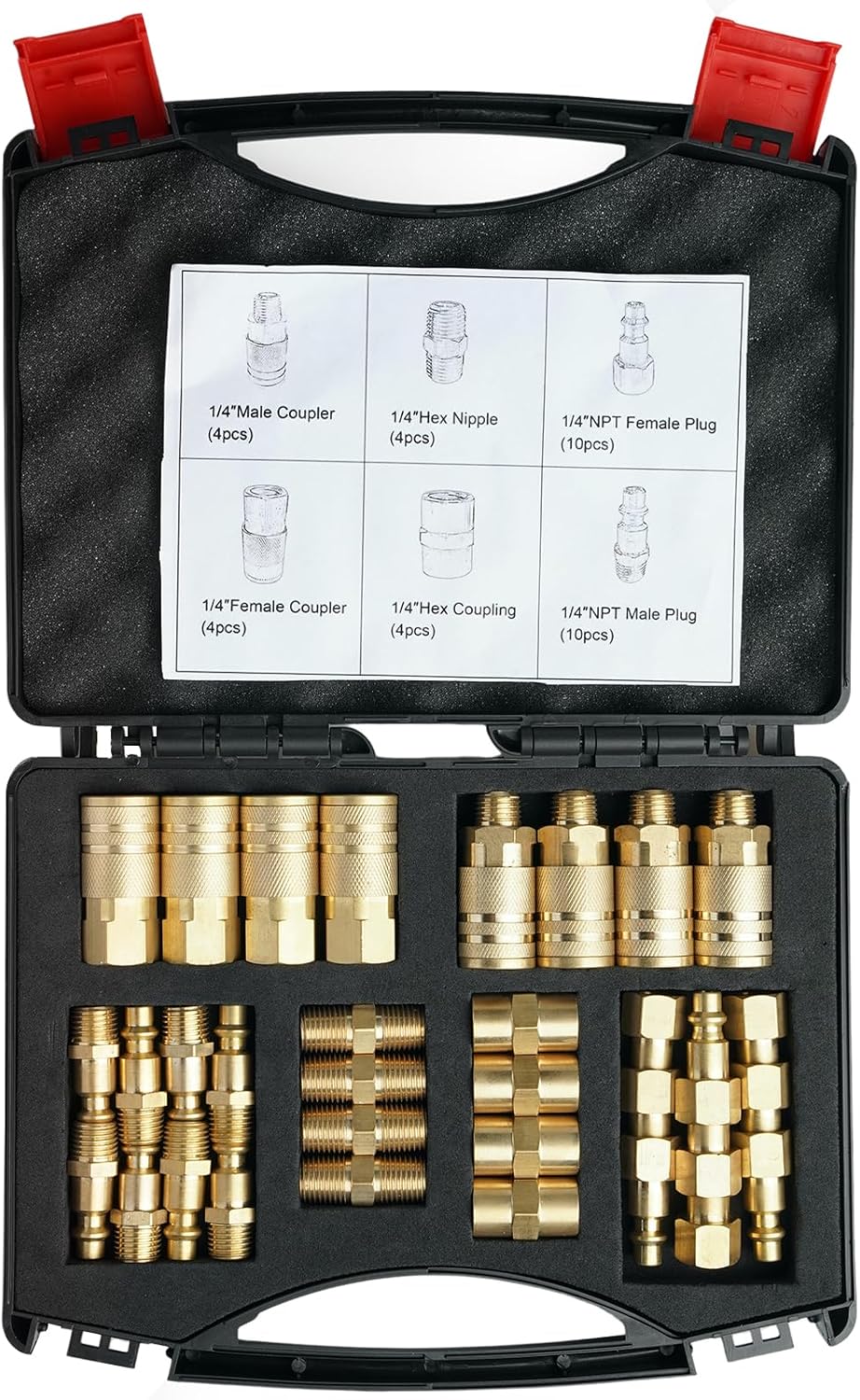TL TOOLEGIN 36 pcs Air Hose Fittings Kit, Quick Connect, Sturdy Case, 300 PSI