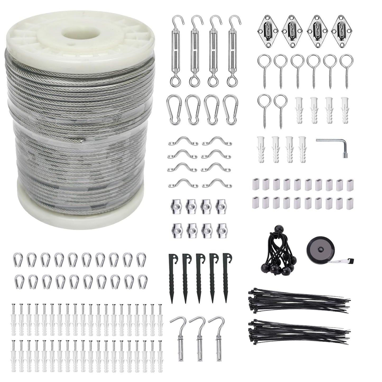5/32 Wire Cable Rope Kit for Outdoor Use with Turnbuckles