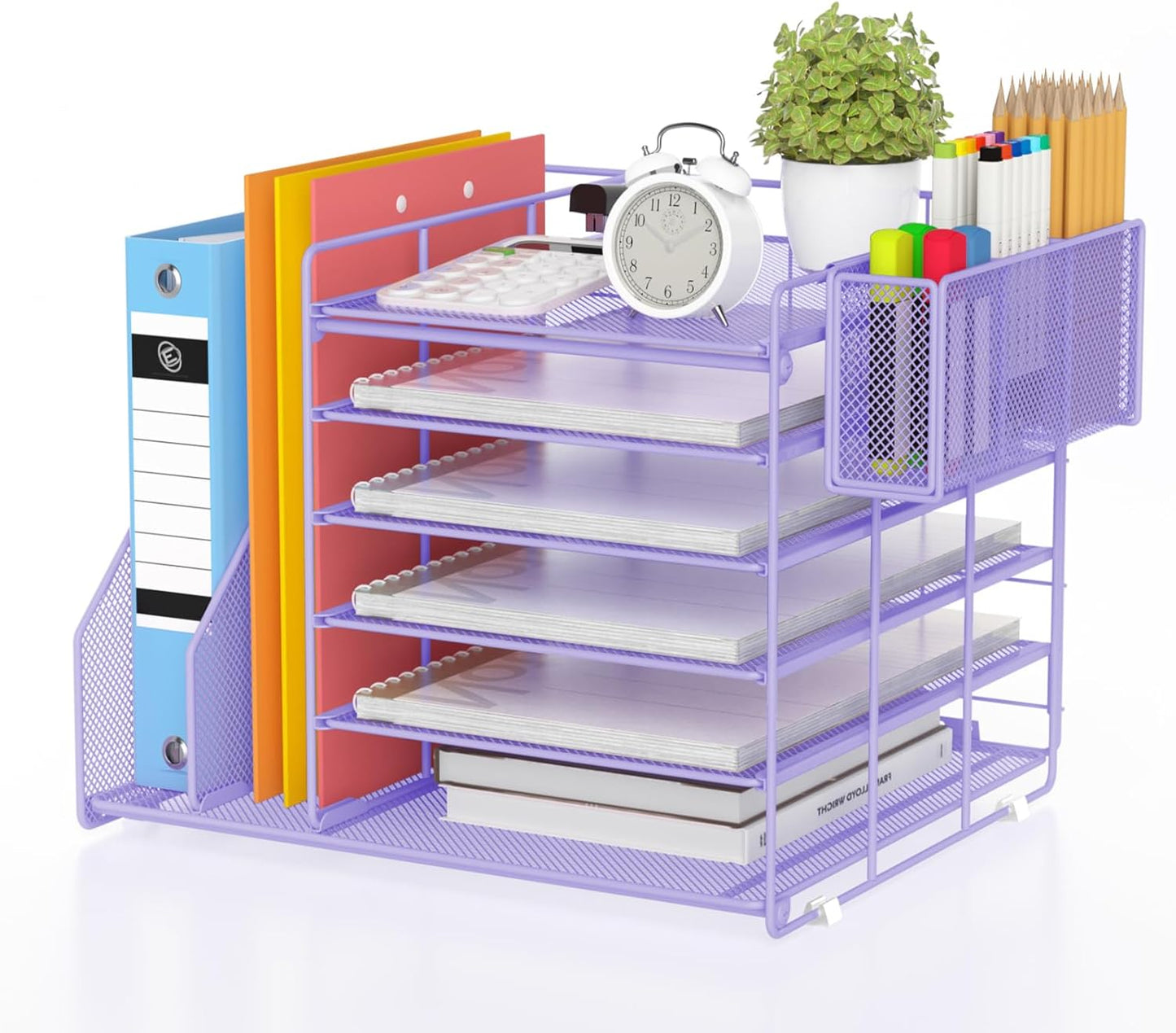 Purple 6 Tier Desk File Organizer - Maximize Workspace Efficiency!