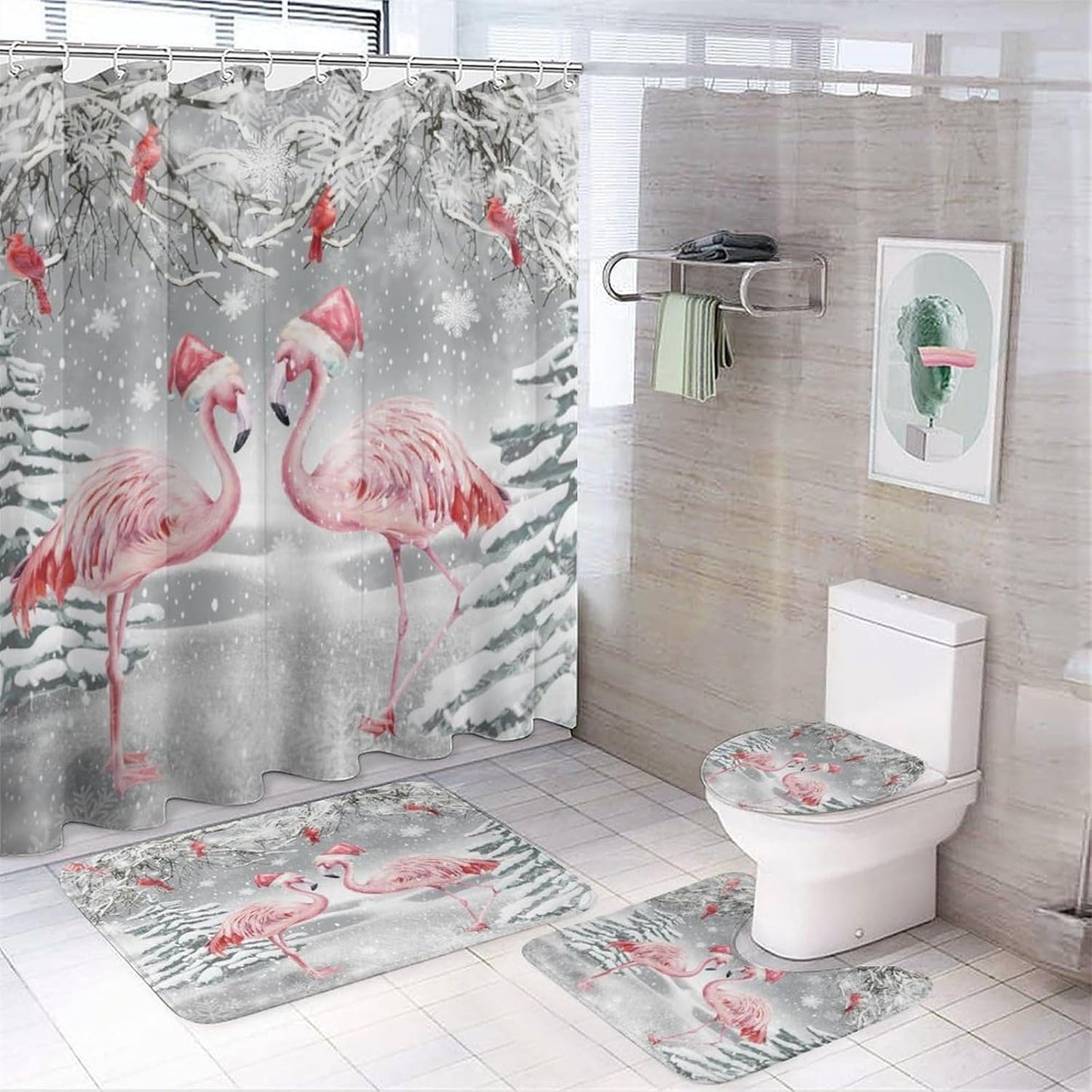 Christmas Wildlife Bathroom Decor Set - Non-Slip & Waterproof