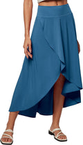 High Waist Wrap Skirt with Shorts - Flowy Summer Ruffle Maxi Skirt