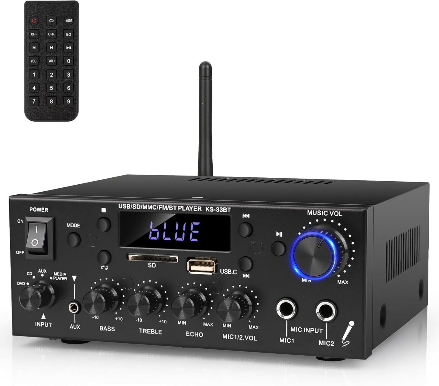 Romica Stereo Audio Amplifier: 500W Bluetooth Home Theater Power