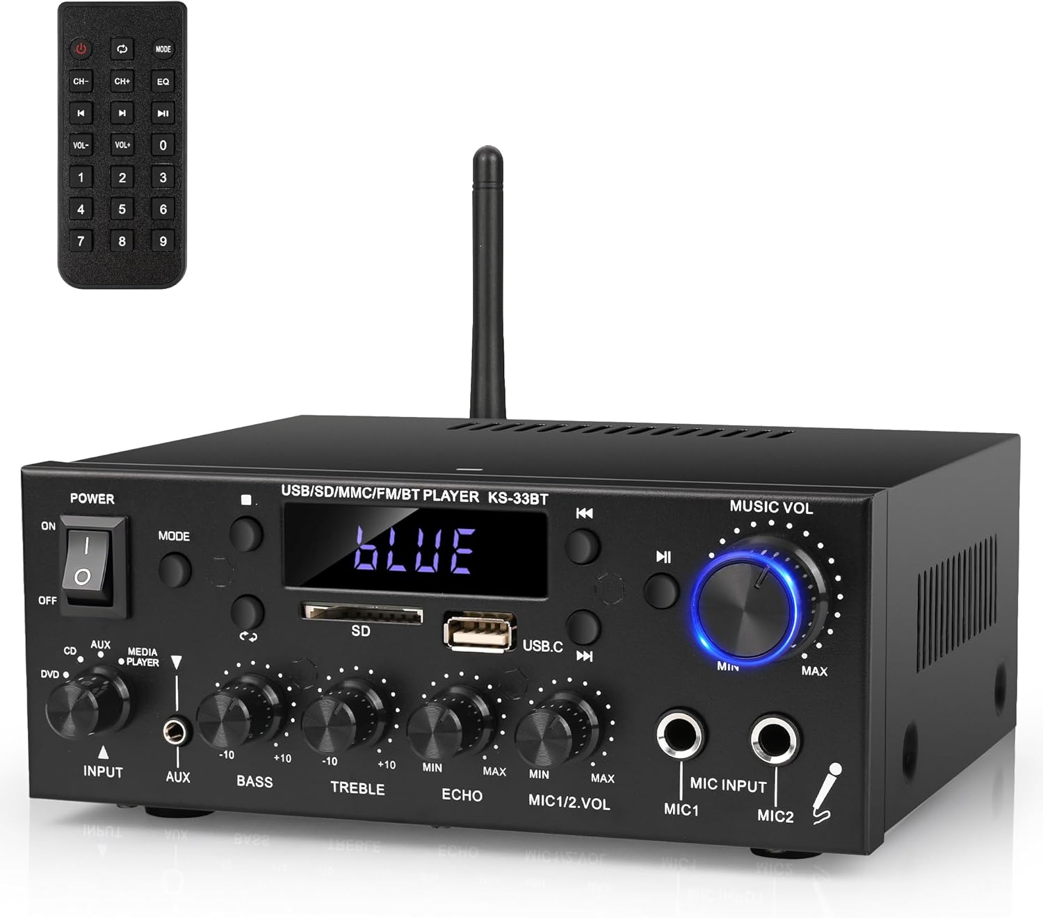 Romica Stereo Audio Amplifier: 500W Bluetooth Home Theater Power