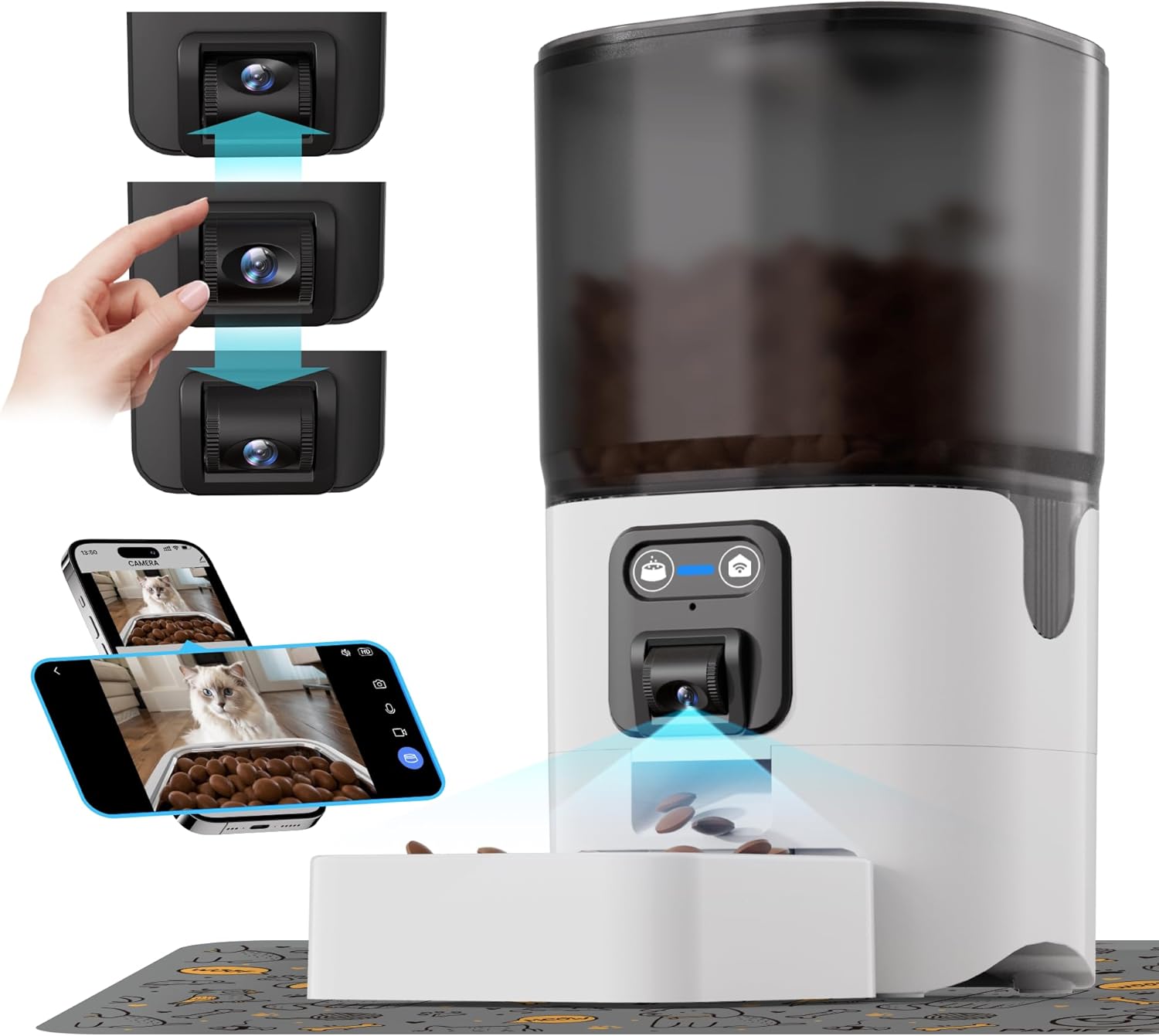 PAPIFEED: Smart Camera Pet Feeder w/ WiFi, 2-Way Audio