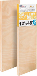 12 in x 48 in Unfinished Cradled Wood Panels - Gallery Depth