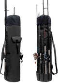 Allnice Durable Canvas Fishing Rod & Reel Organizer Bag - Holds 5